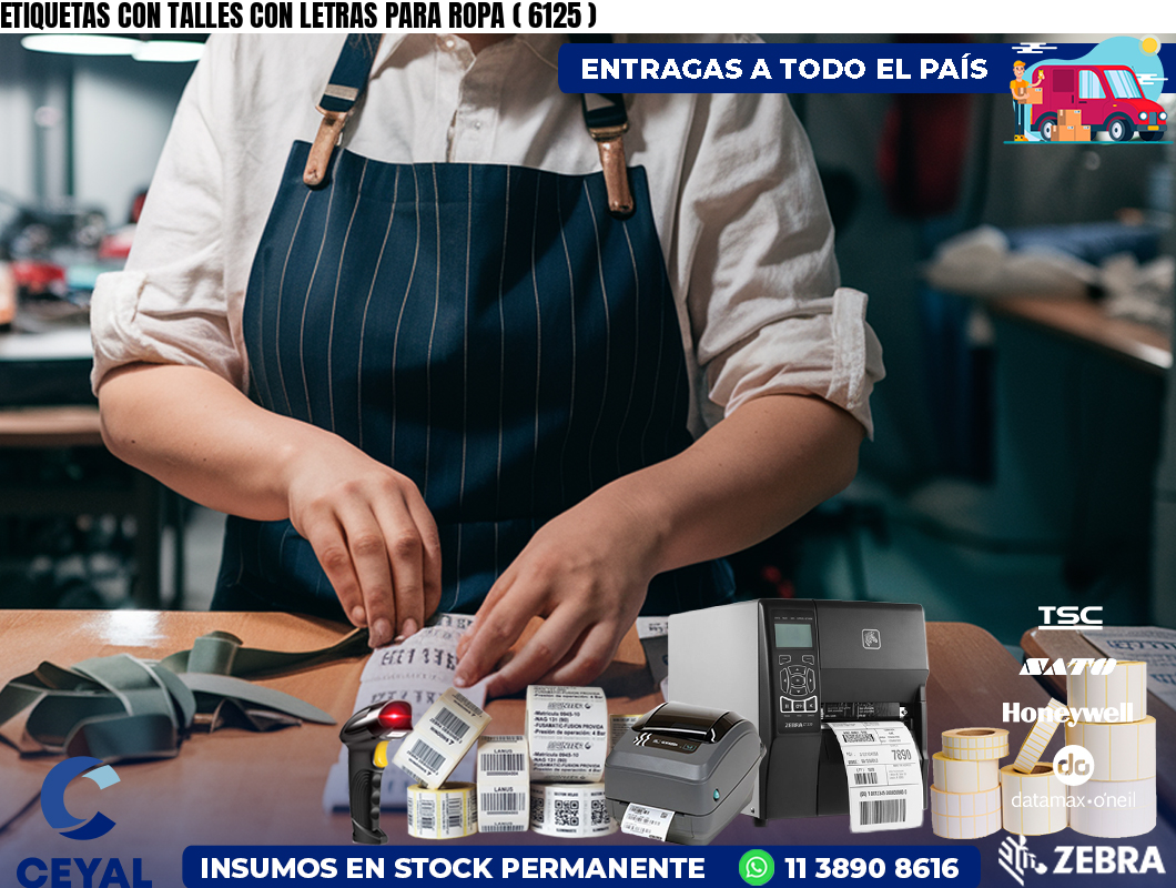 ETIQUETAS CON TALLES CON LETRAS PARA ROPA ( 6125 )