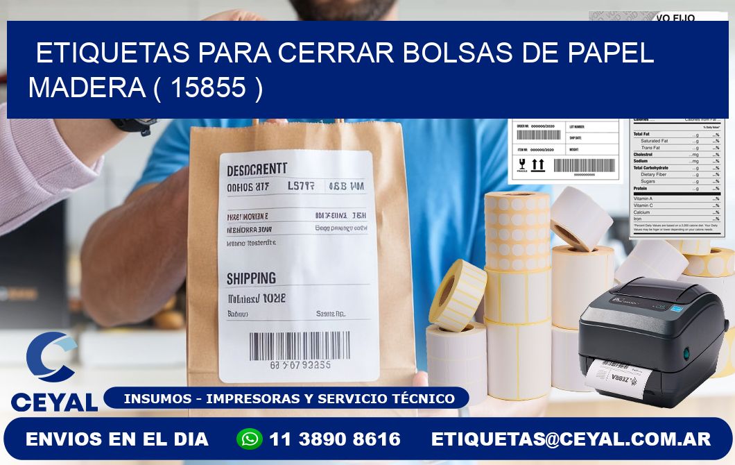 ETIQUETAS PARA CERRAR BOLSAS DE PAPEL MADERA ( 15855 )