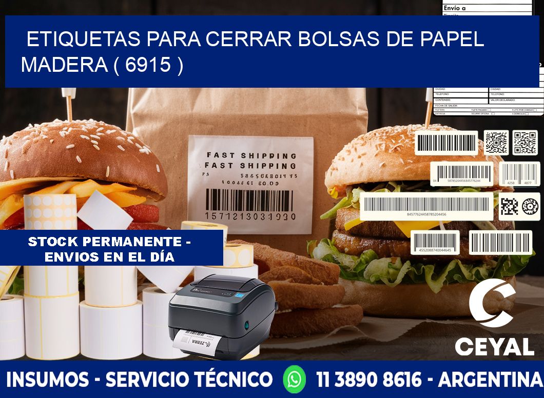 ETIQUETAS PARA CERRAR BOLSAS DE PAPEL MADERA ( 6915 )