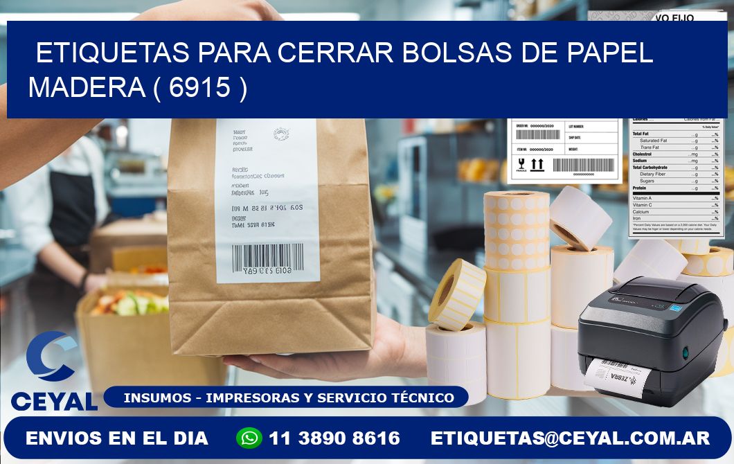 ETIQUETAS PARA CERRAR BOLSAS DE PAPEL MADERA ( 6915 )