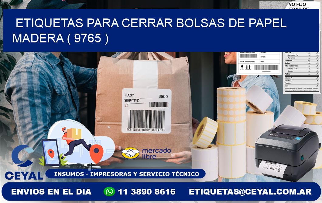 ETIQUETAS PARA CERRAR BOLSAS DE PAPEL MADERA ( 9765 )