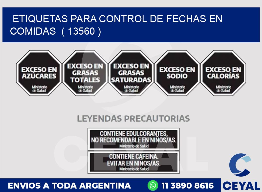 ETIQUETAS PARA CONTROL DE FECHAS EN COMIDAS  ( 13560 )