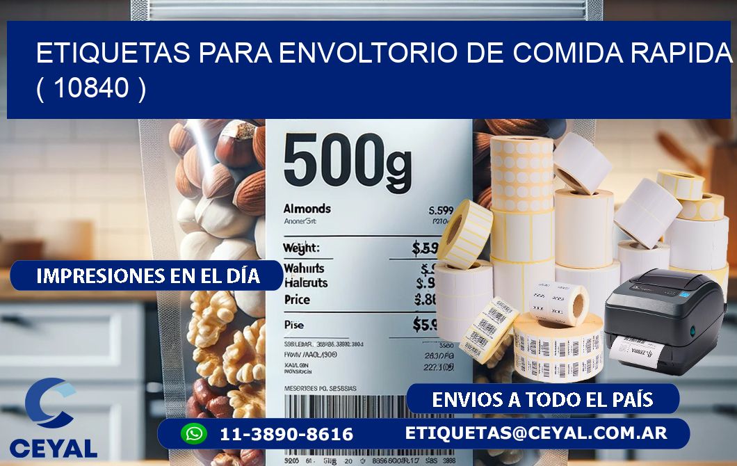 ETIQUETAS PARA ENVOLTORIO DE COMIDA RAPIDA  ( 10840 )