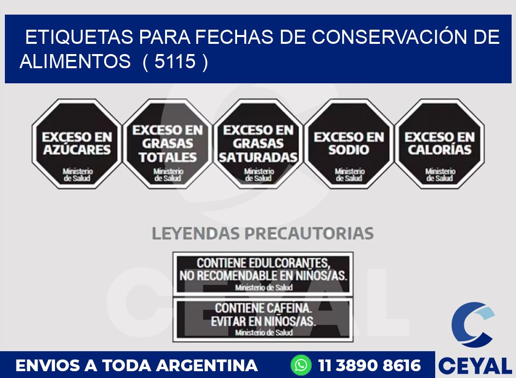 ETIQUETAS PARA FECHAS DE CONSERVACIÓN DE ALIMENTOS  ( 5115 )