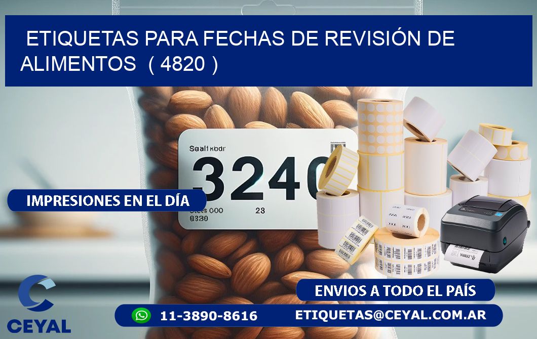 ETIQUETAS PARA FECHAS DE REVISIÓN DE ALIMENTOS  ( 4820 )