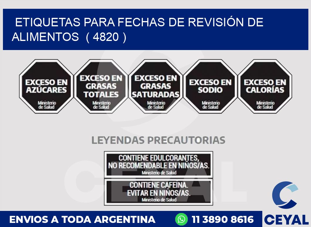 ETIQUETAS PARA FECHAS DE REVISIÓN DE ALIMENTOS  ( 4820 )