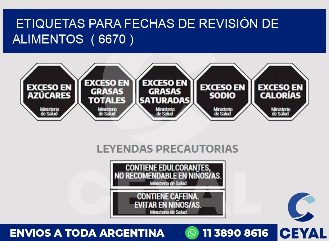 ETIQUETAS PARA FECHAS DE REVISIÓN DE ALIMENTOS  ( 6670 )