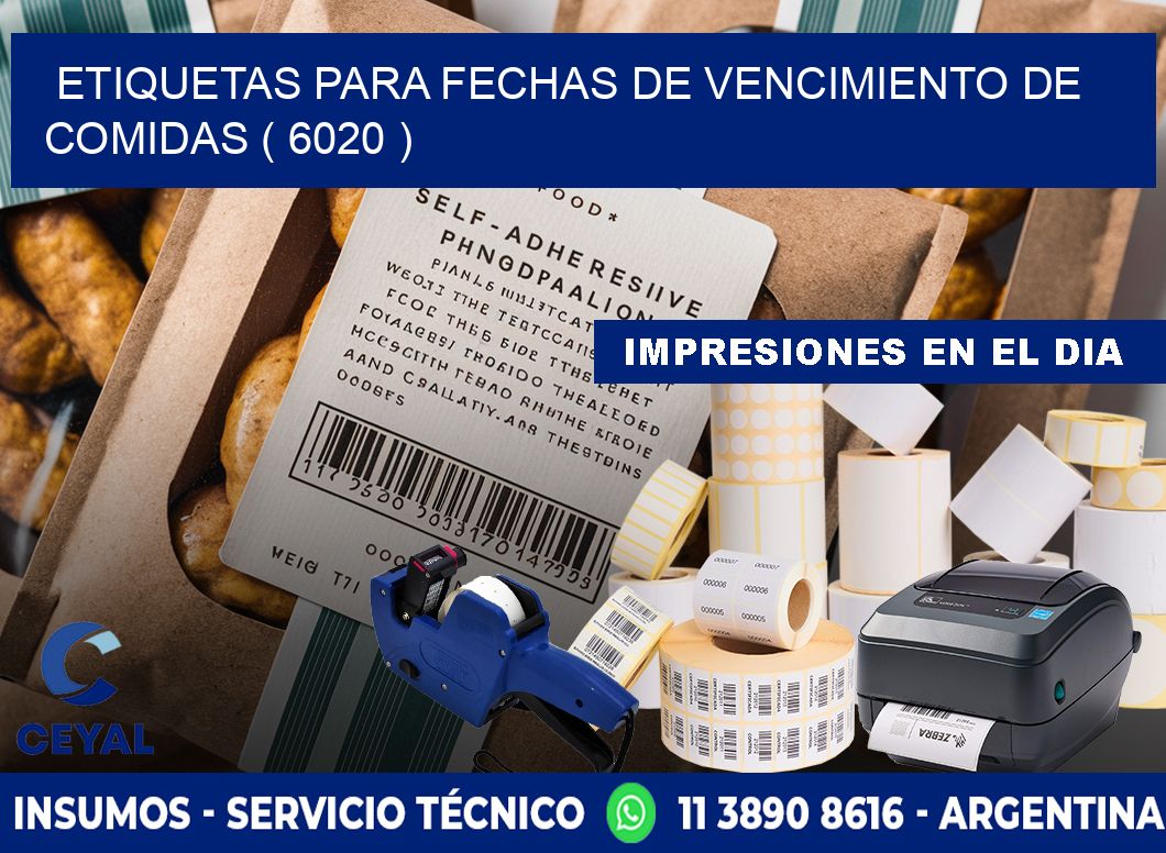 ETIQUETAS PARA FECHAS DE VENCIMIENTO DE COMIDAS ( 6020 )