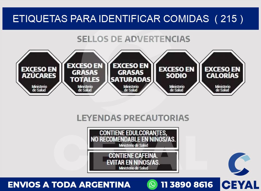 ETIQUETAS PARA IDENTIFICAR COMIDAS  ( 215 )