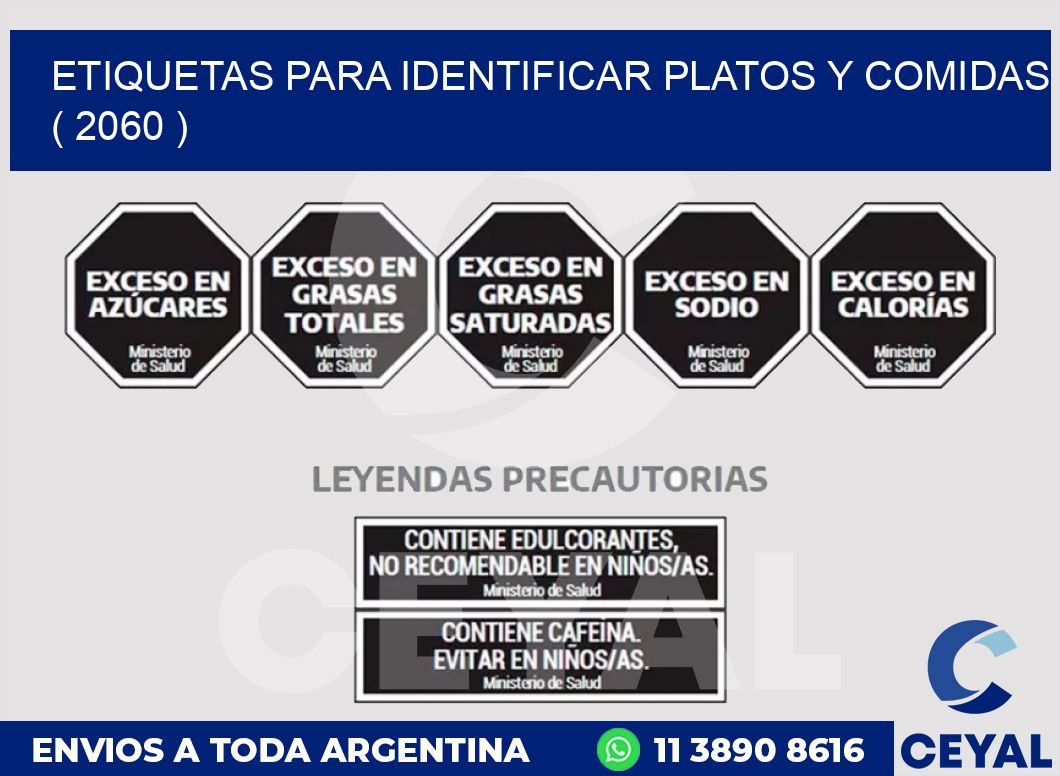 ETIQUETAS PARA IDENTIFICAR PLATOS Y COMIDAS  ( 2060 )