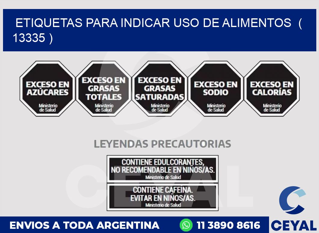 ETIQUETAS PARA INDICAR USO DE ALIMENTOS  ( 13335 )
