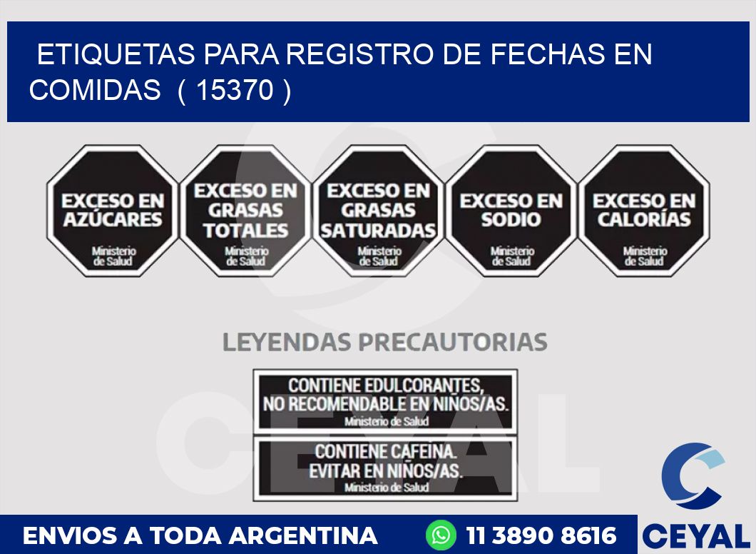 ETIQUETAS PARA REGISTRO DE FECHAS EN COMIDAS  ( 15370 )