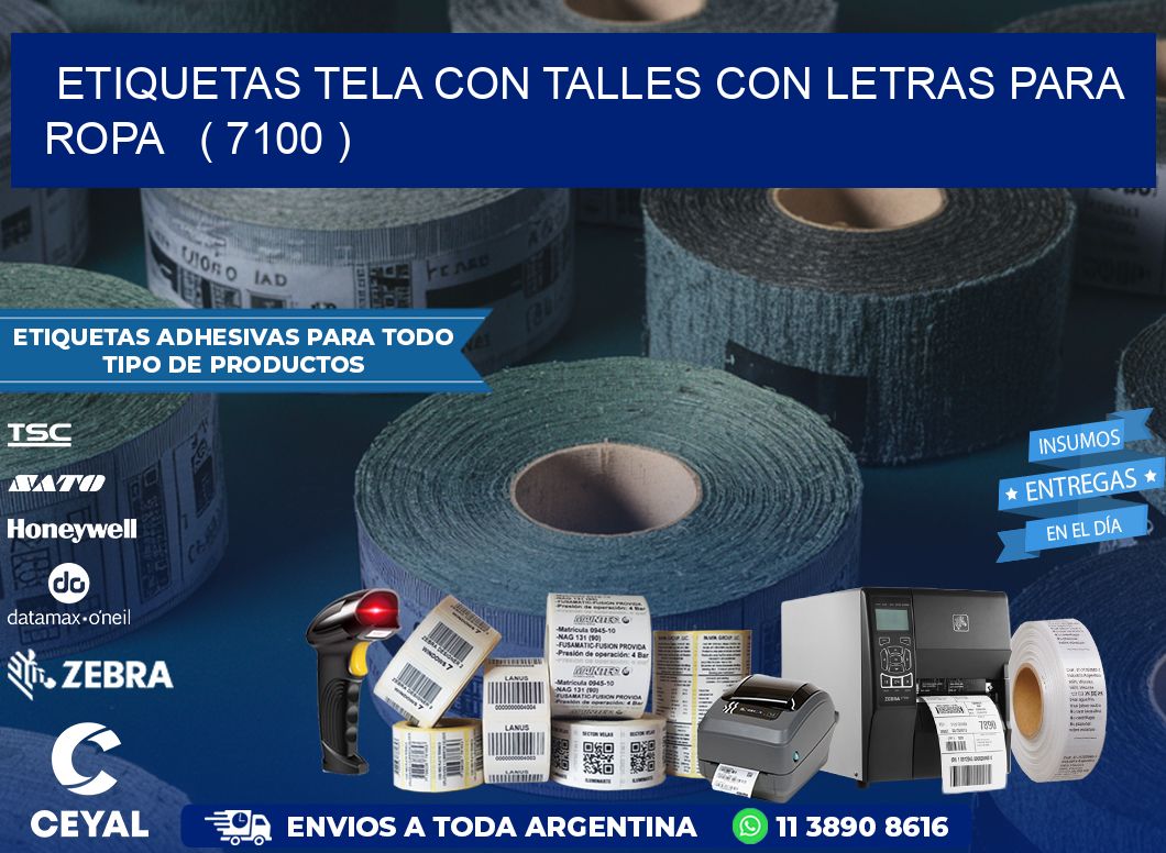 ETIQUETAS TELA CON TALLES CON LETRAS PARA ROPA   ( 7100 )