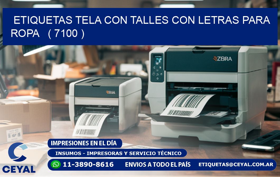 ETIQUETAS TELA CON TALLES CON LETRAS PARA ROPA   ( 7100 )