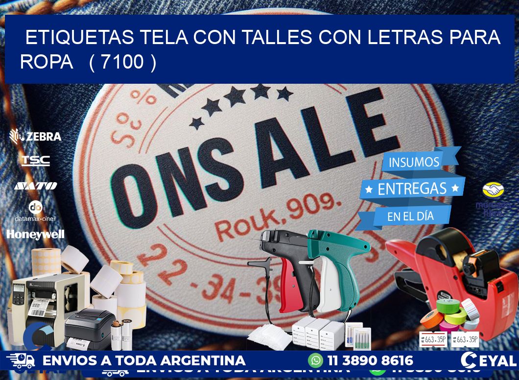 ETIQUETAS TELA CON TALLES CON LETRAS PARA ROPA   ( 7100 )
