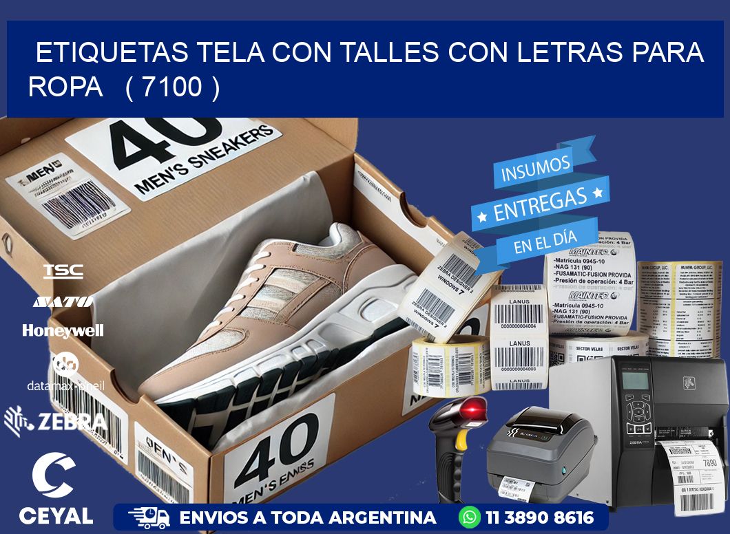 ETIQUETAS TELA CON TALLES CON LETRAS PARA ROPA   ( 7100 )