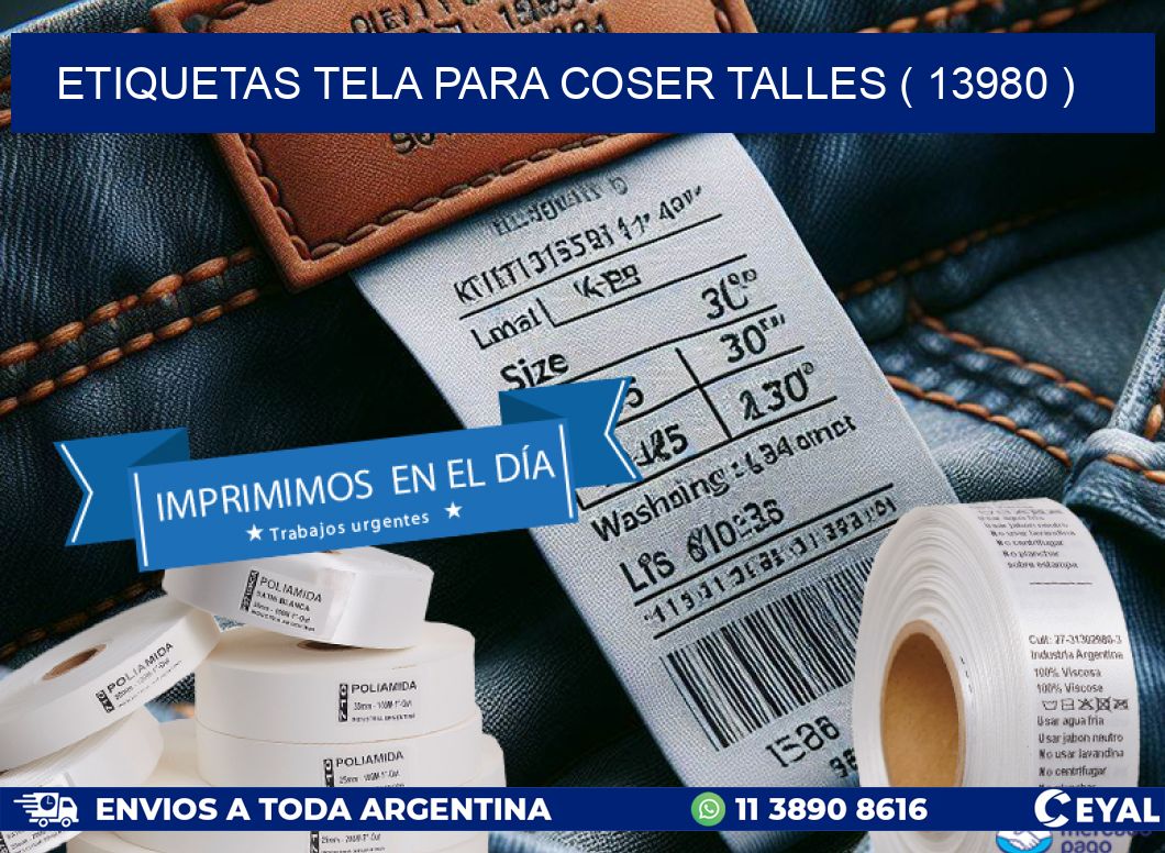 ETIQUETAS TELA PARA COSER TALLES ( 13980 )