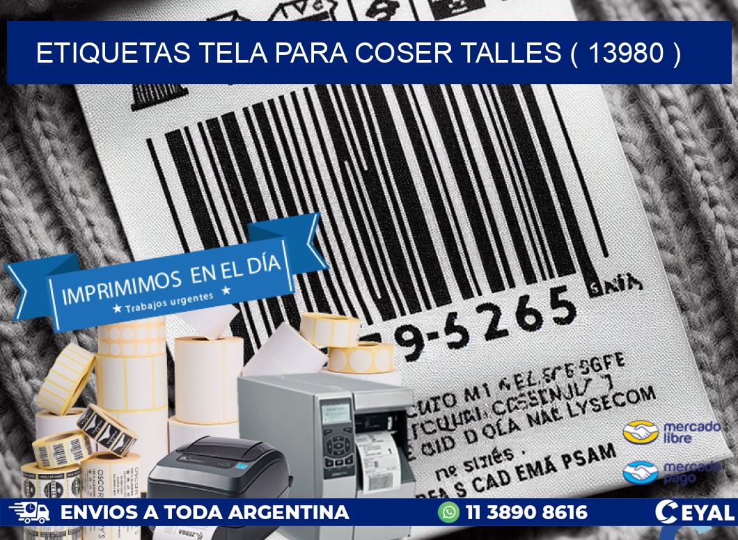 ETIQUETAS TELA PARA COSER TALLES ( 13980 )