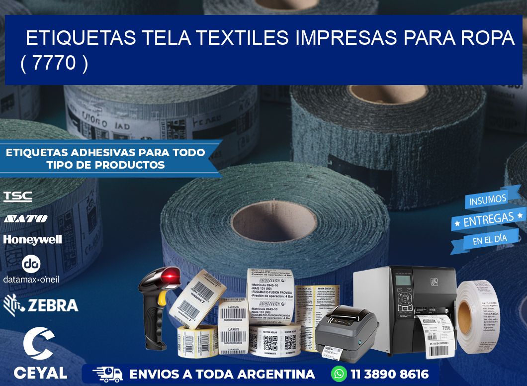 ETIQUETAS TELA TEXTILES IMPRESAS PARA ROPA   ( 7770 )