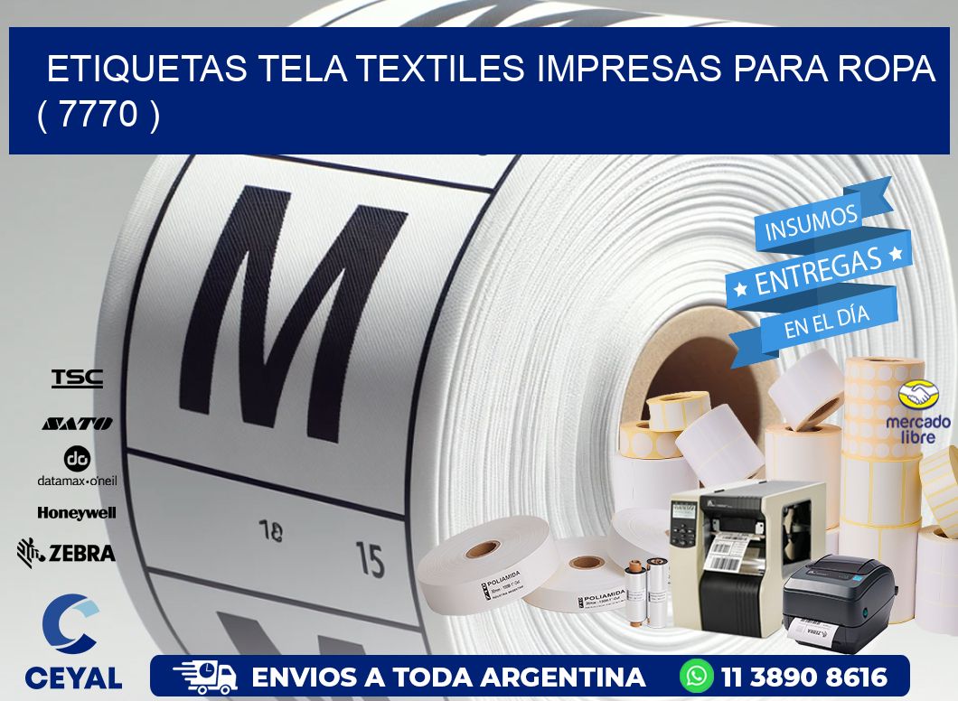 ETIQUETAS TELA TEXTILES IMPRESAS PARA ROPA   ( 7770 )