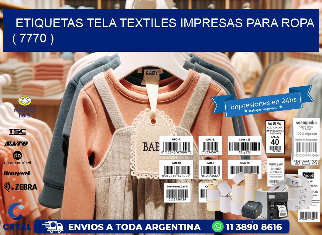 ETIQUETAS TELA TEXTILES IMPRESAS PARA ROPA   ( 7770 )