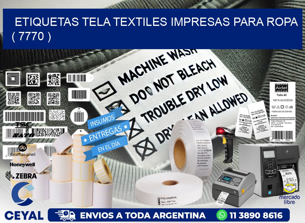 ETIQUETAS TELA TEXTILES IMPRESAS PARA ROPA   ( 7770 )