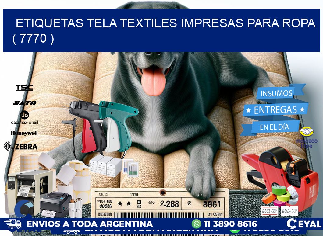 ETIQUETAS TELA TEXTILES IMPRESAS PARA ROPA   ( 7770 )