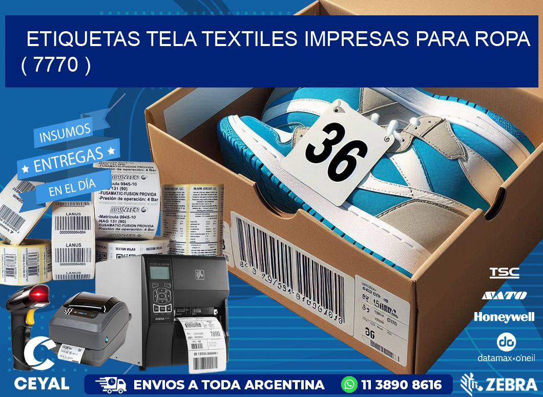 ETIQUETAS TELA TEXTILES IMPRESAS PARA ROPA   ( 7770 )