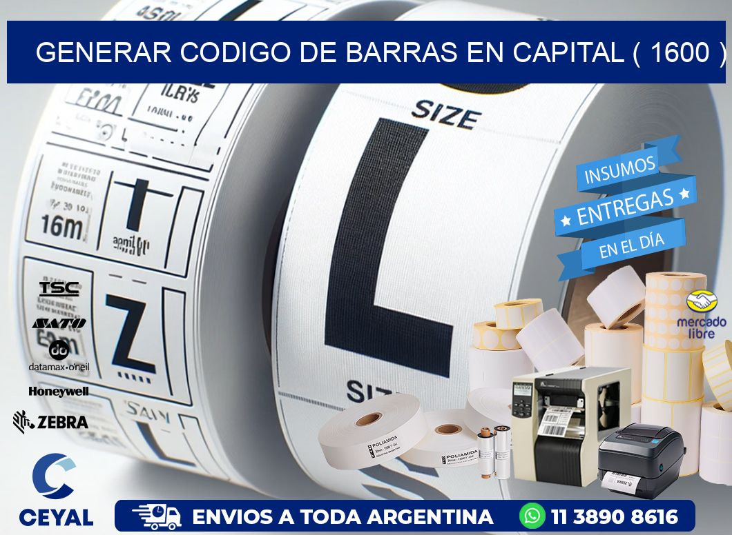 GENERAR CODIGO DE BARRAS EN CAPITAL ( 1600 )