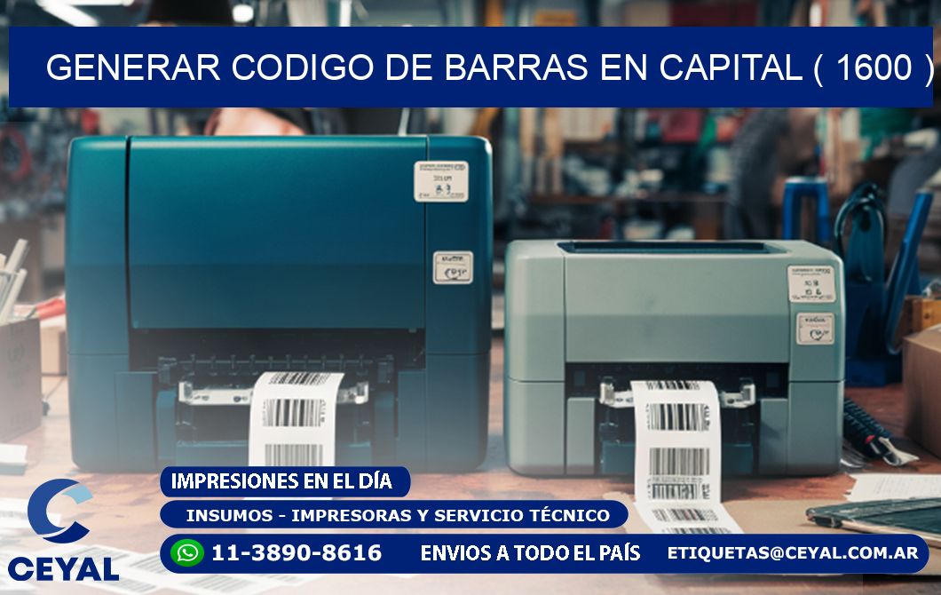 GENERAR CODIGO DE BARRAS EN CAPITAL ( 1600 )