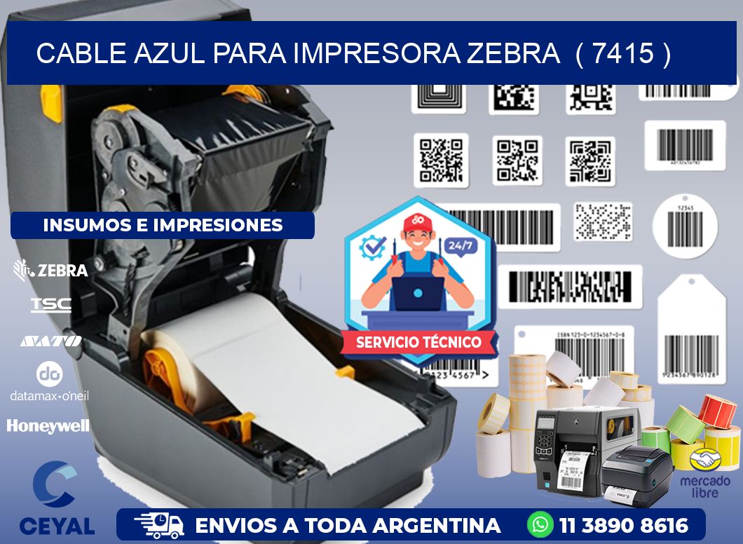 cable azul para impresora zebra  ( 7415 )