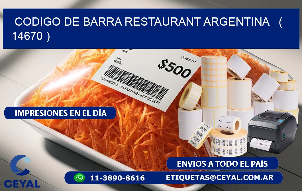 CODIGO DE BARRA RESTAURANT ARGENTINA   ( 14670 )