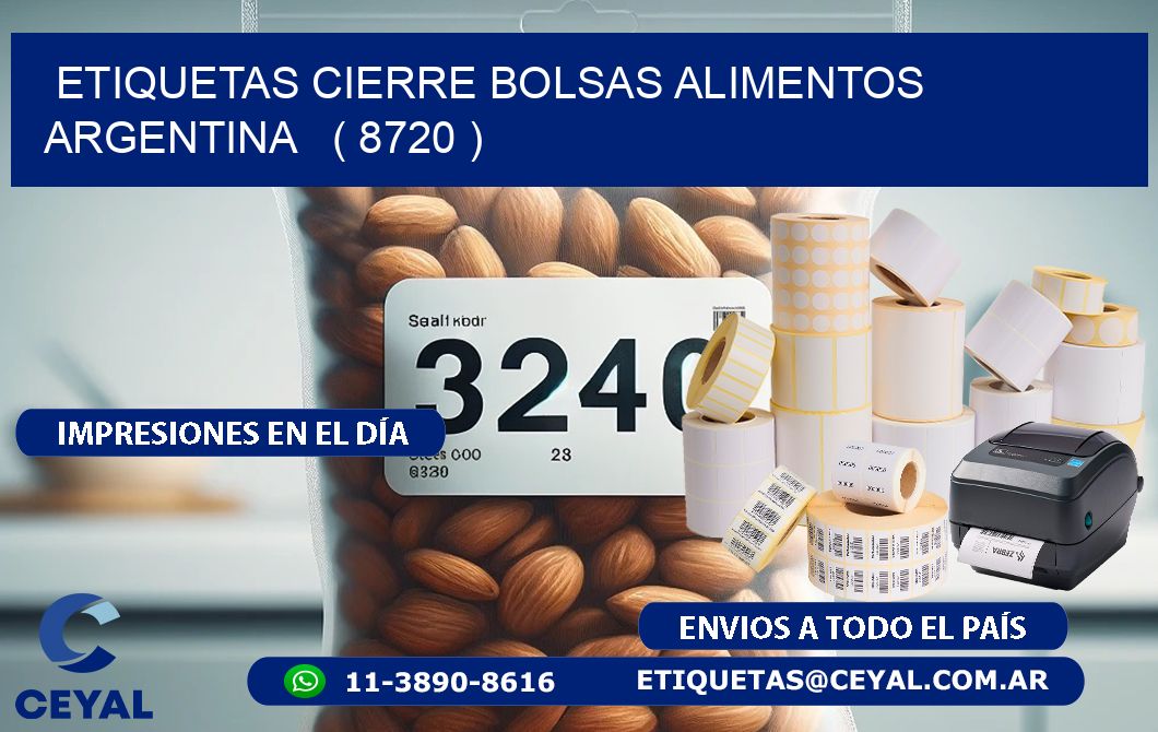 ETIQUETAS CIERRE BOLSAS ALIMENTOS ARGENTINA   ( 8720 )