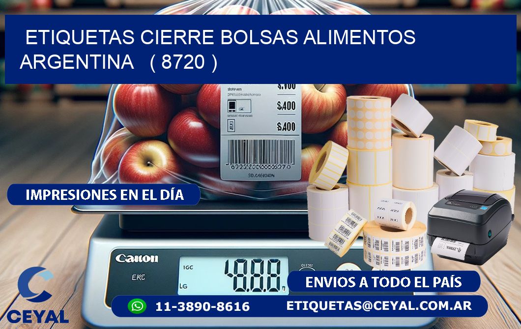 ETIQUETAS CIERRE BOLSAS ALIMENTOS ARGENTINA   ( 8720 )