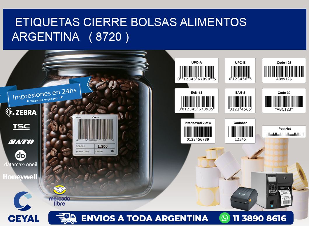 ETIQUETAS CIERRE BOLSAS ALIMENTOS ARGENTINA   ( 8720 )