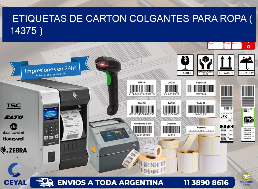 ETIQUETAS DE CARTON COLGANTES PARA ROPA ( 14375 )