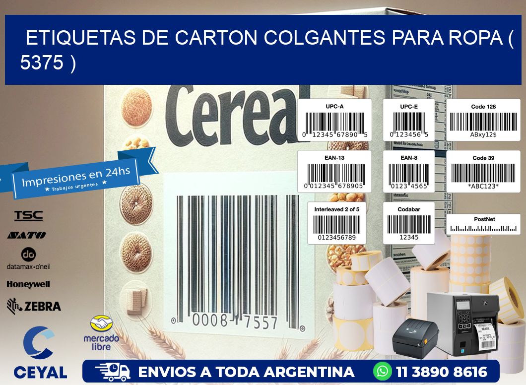 ETIQUETAS DE CARTON COLGANTES PARA ROPA ( 5375 )