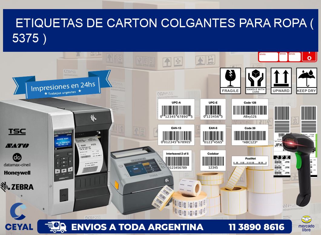 ETIQUETAS DE CARTON COLGANTES PARA ROPA ( 5375 )