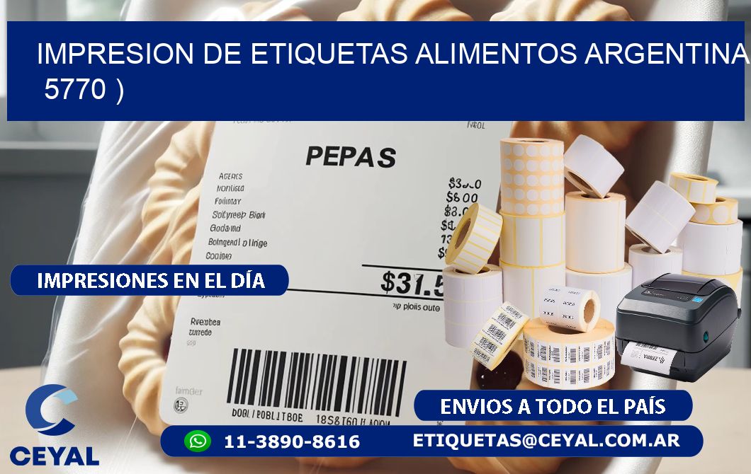 IMPRESION DE ETIQUETAS ALIMENTOS ARGENTINA   5770 )