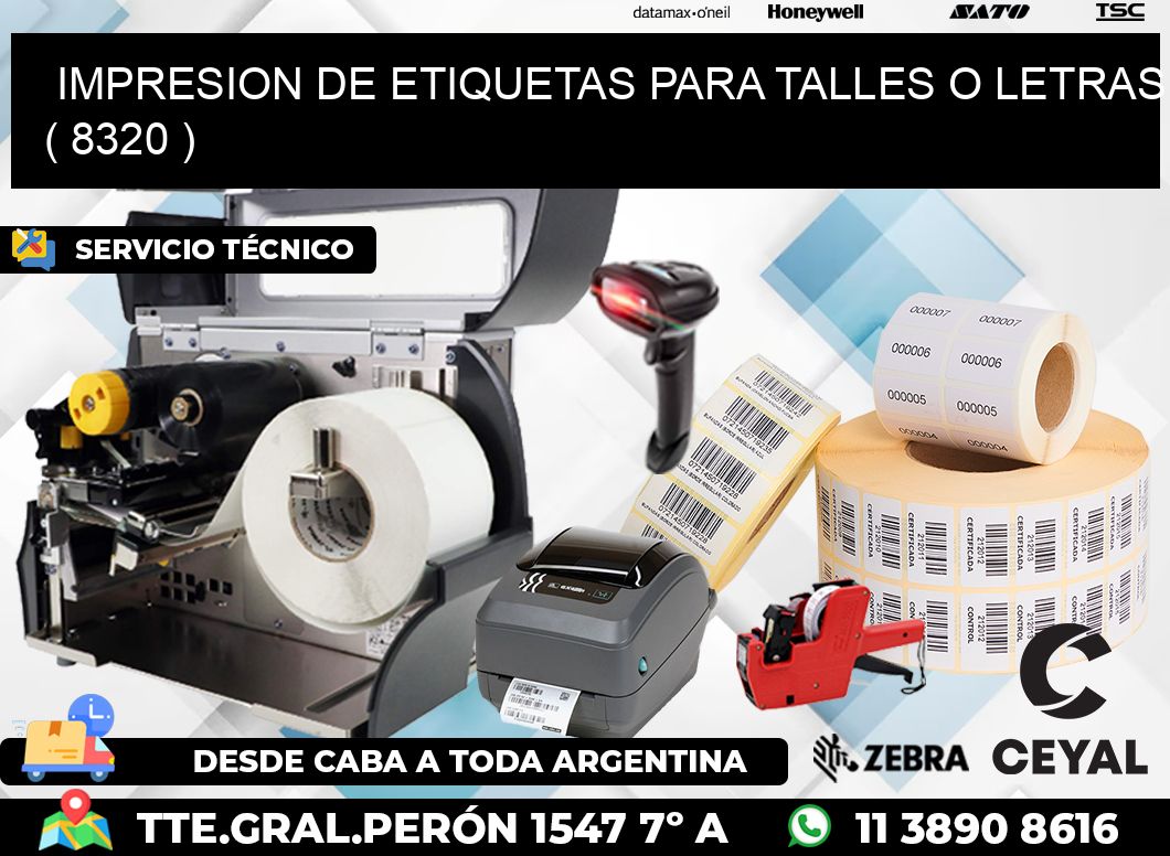 IMPRESION DE ETIQUETAS PARA TALLES O LETRAS ( 8320 )