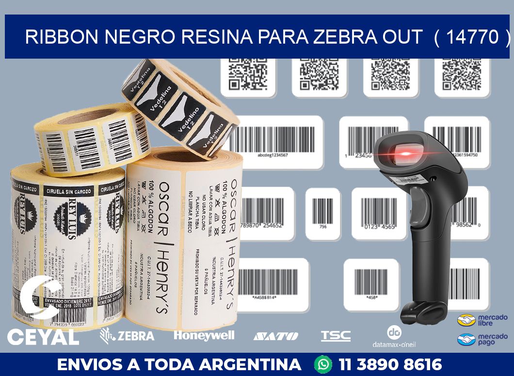 RIBBON NEGRO RESINA PARA ZEBRA OUT  ( 14770 )