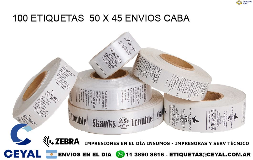 100 ETIQUETAS  50 x 45 ENVIOS CABA