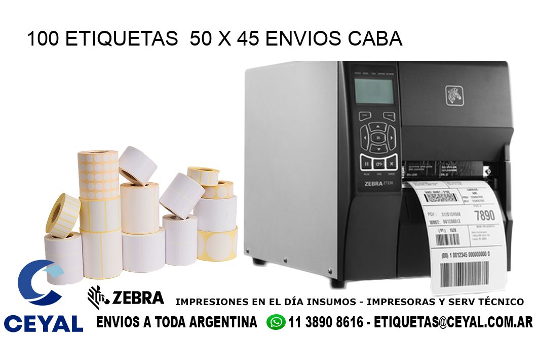 100 ETIQUETAS  50 x 45 ENVIOS CABA