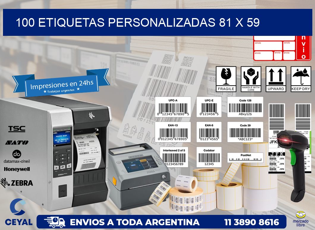 100 ETIQUETAS PERSONALIZADAS 81 x 59