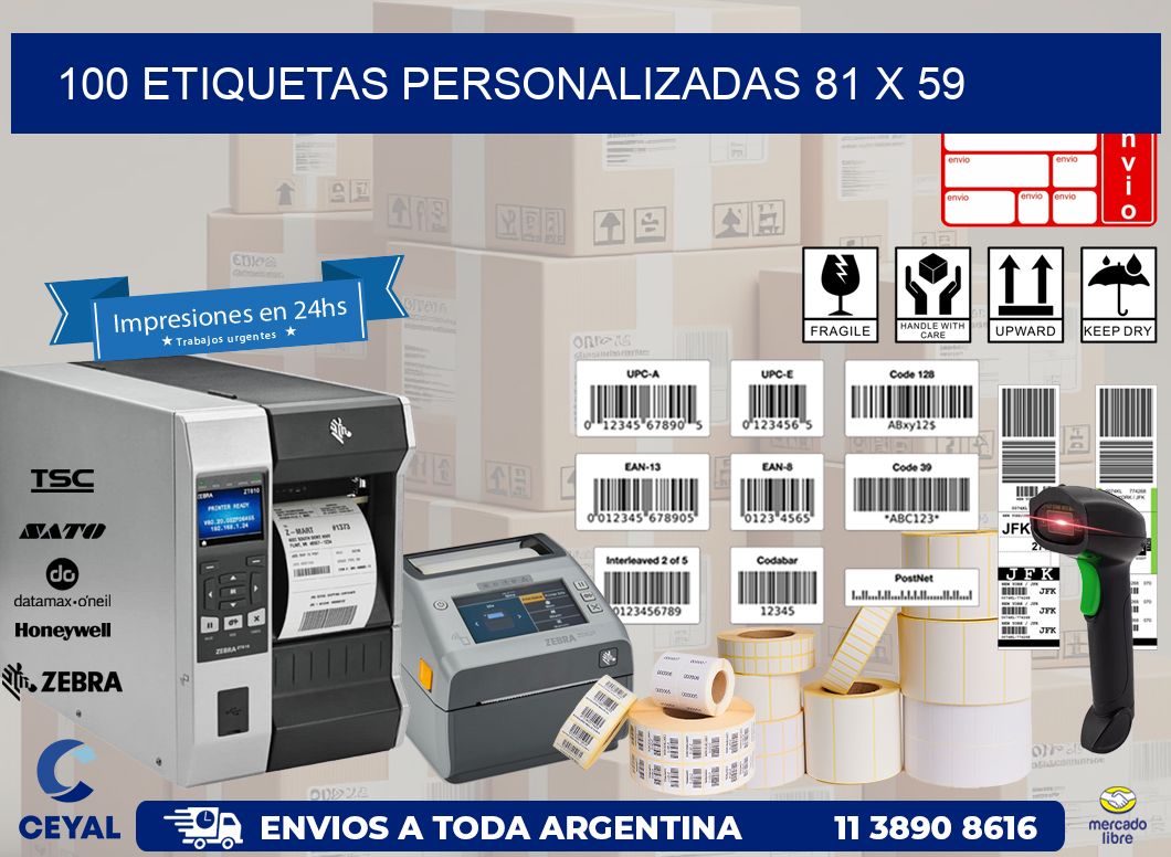 100 ETIQUETAS PERSONALIZADAS 81 x 59