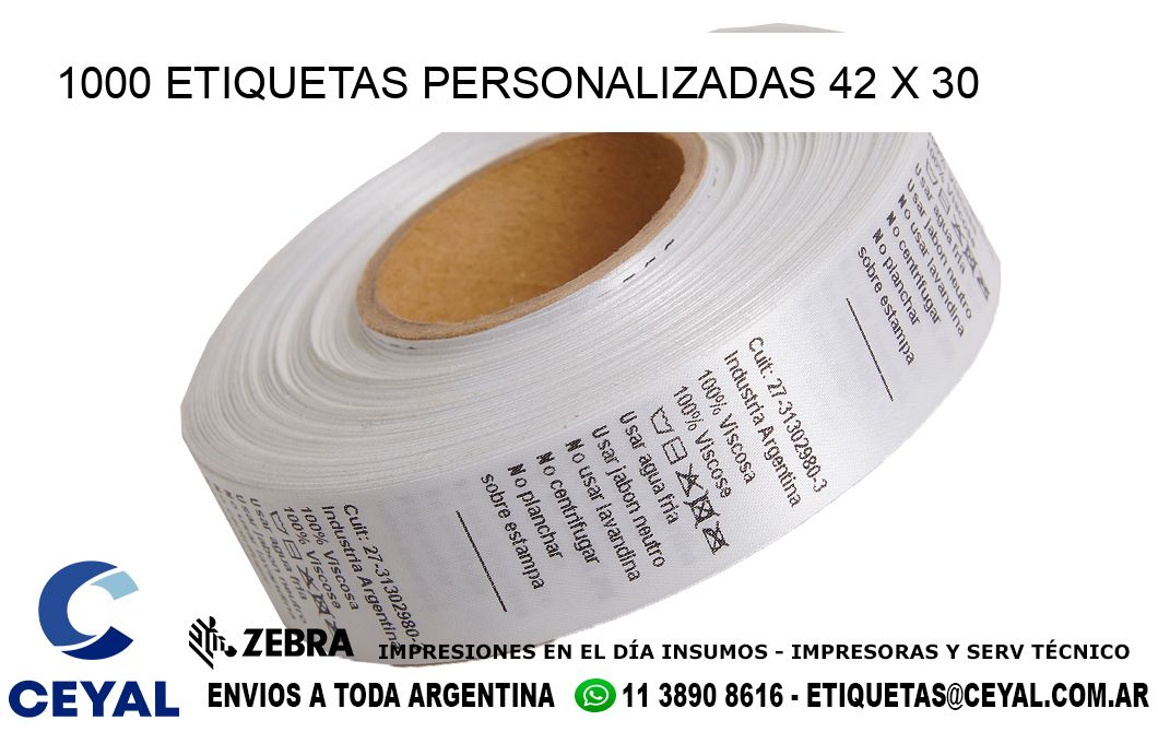 1000 ETIQUETAS PERSONALIZADAS 42 x 30