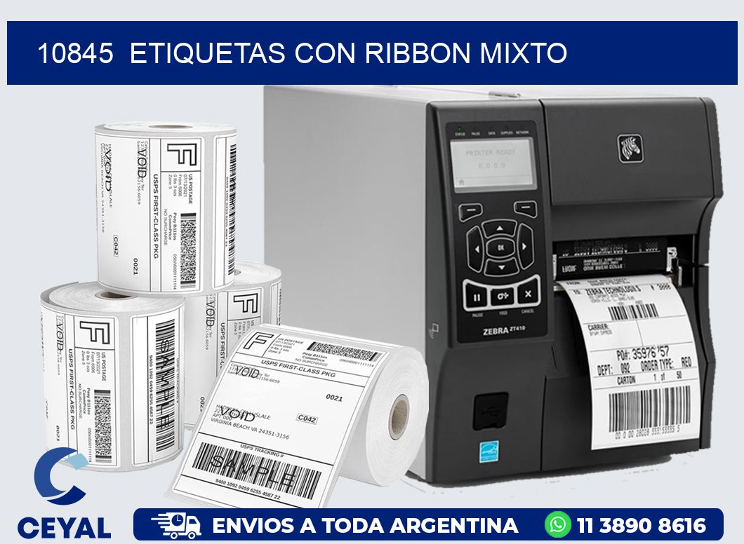 10845  ETIQUETAS CON RIBBON MIXTO