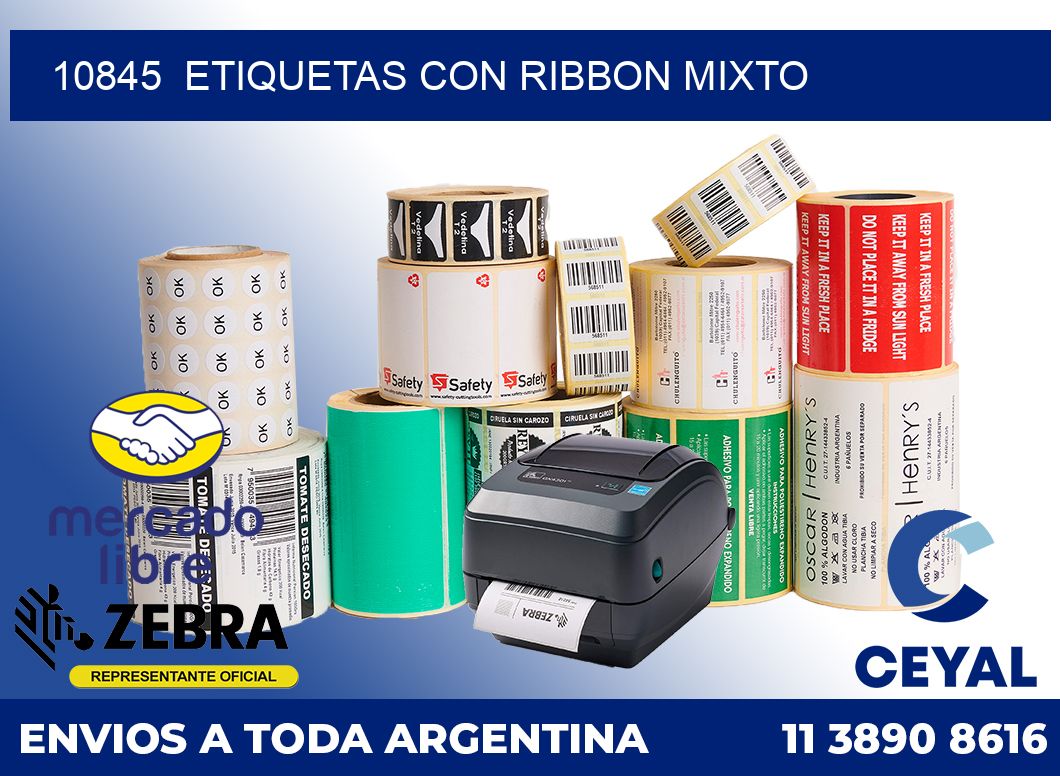 10845  ETIQUETAS CON RIBBON MIXTO