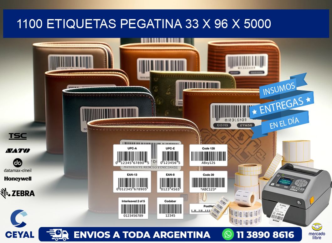 1100 ETIQUETAS PEGATINA 33 x 96 x 5000