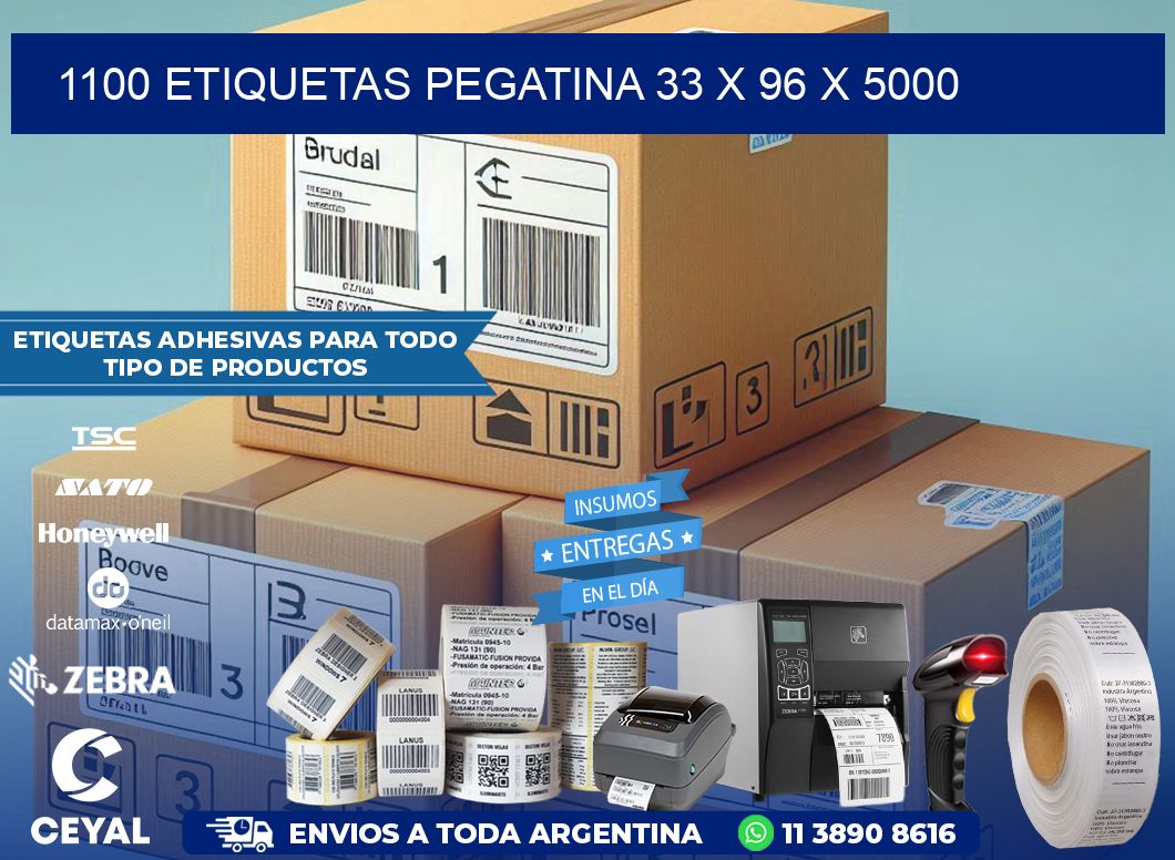 1100 ETIQUETAS PEGATINA 33 x 96 x 5000